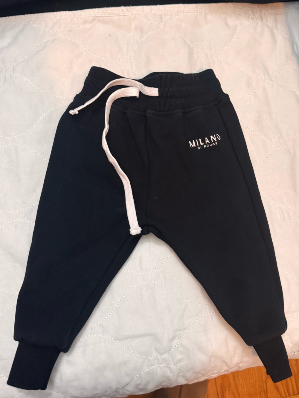 Milano Di Rouge Black Kids Joggers with White Drawstring